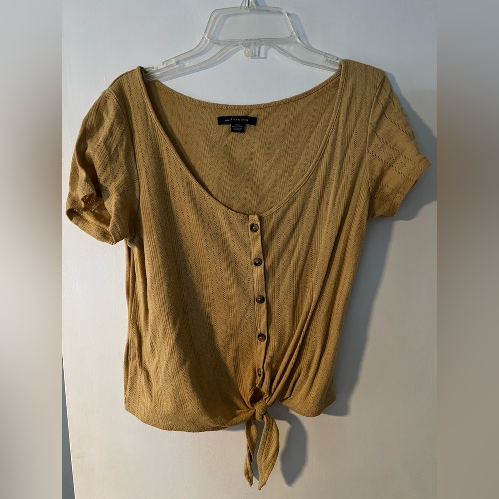 American Eagle crop tie top